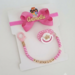 Kit prendedor chupeta +laço personalizado